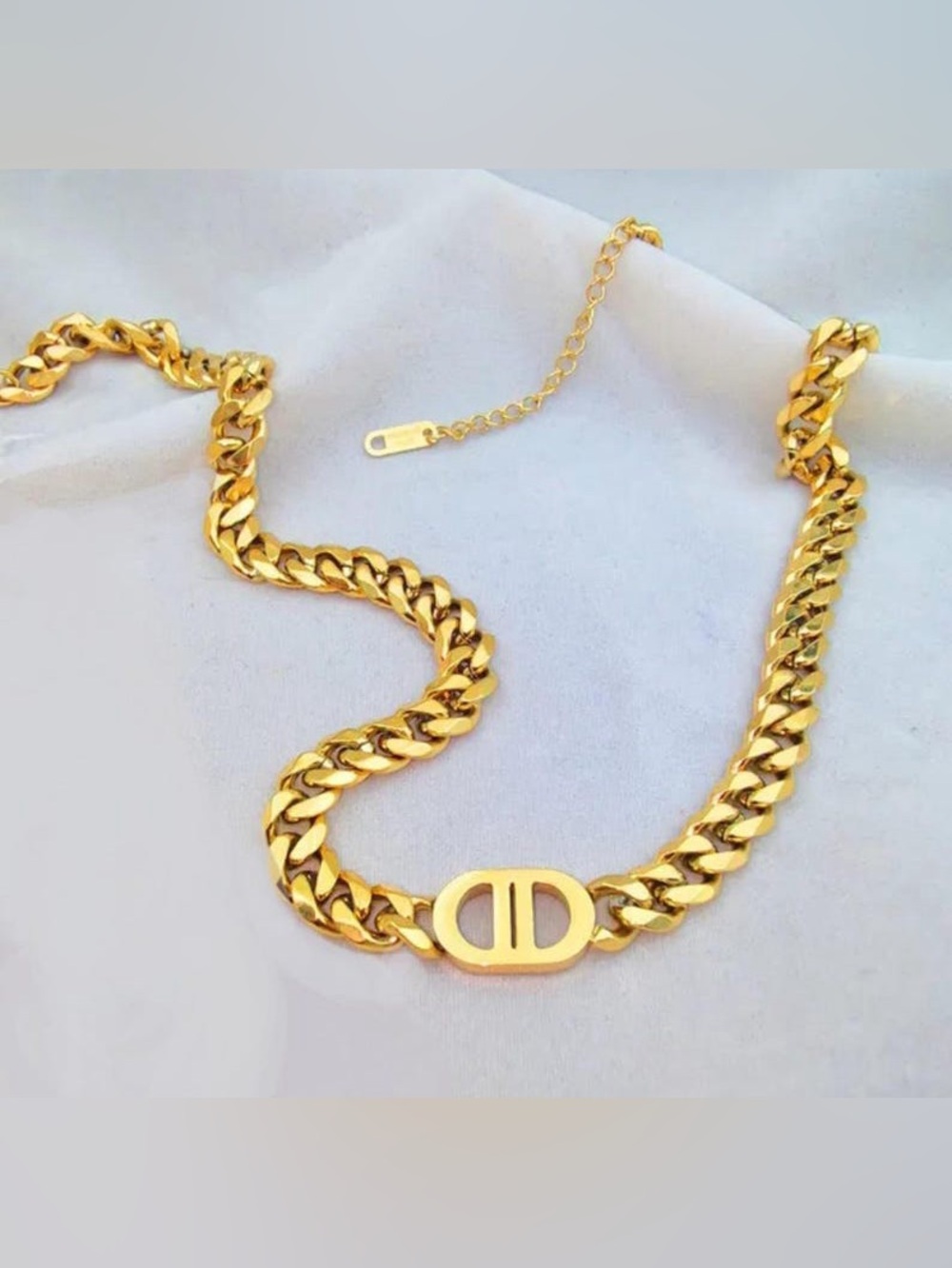 SOLD Stainless Steel Luxury Designer Gold Chain Bracelet & Necklace Set - Picture 7 of 16